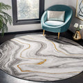 5'3" Circle Grey/Gold, Modern Abstract
