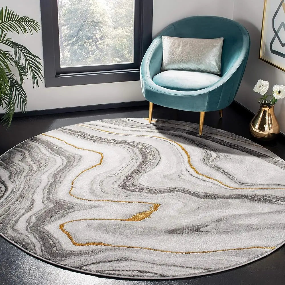 5'3" Circle Grey/Gold, Modern Abstract