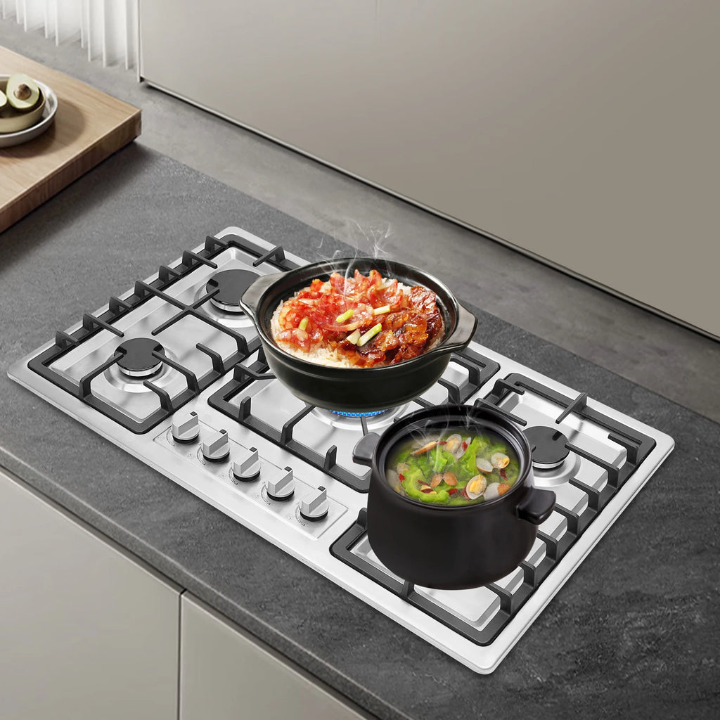 5-Burner Gas Cooktop Stainless Kitchens/Restaurants