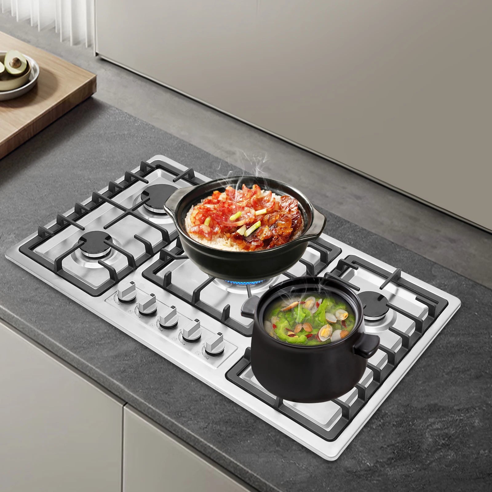 5-Burner Gas Cooktop Stainless Kitchens/Restaurants