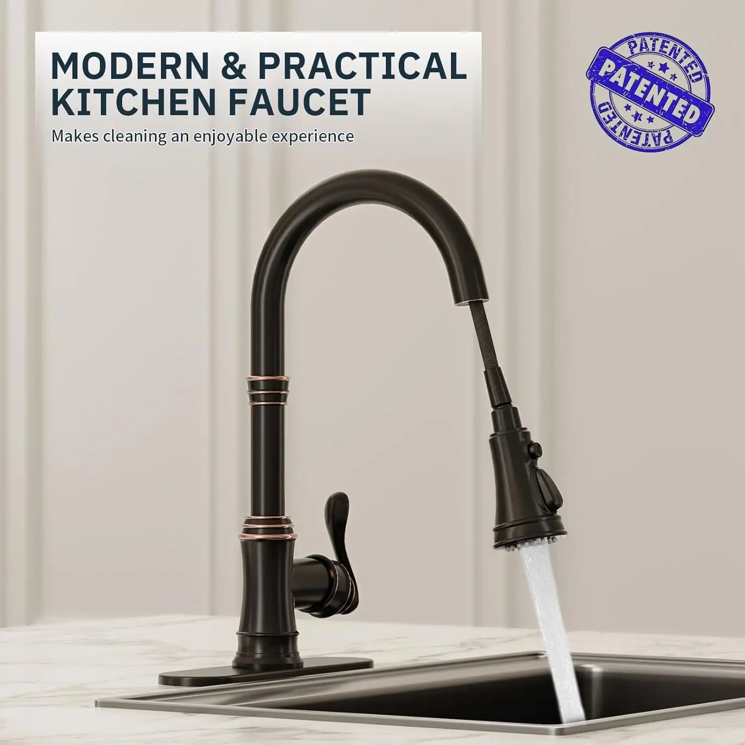 Solid Brass Pull Down Sprayer, Oil Rubbed Bronze