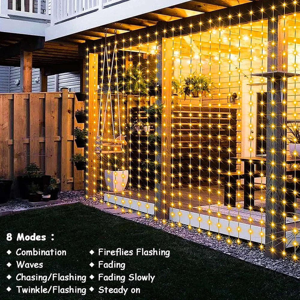 300 LED Solar Curtain Lights