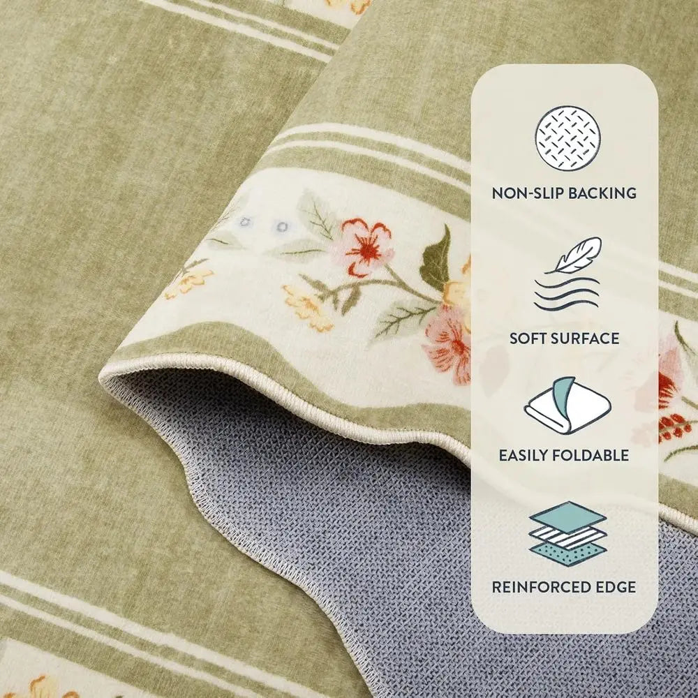 5x7 Vintage Green Scalloped Washable