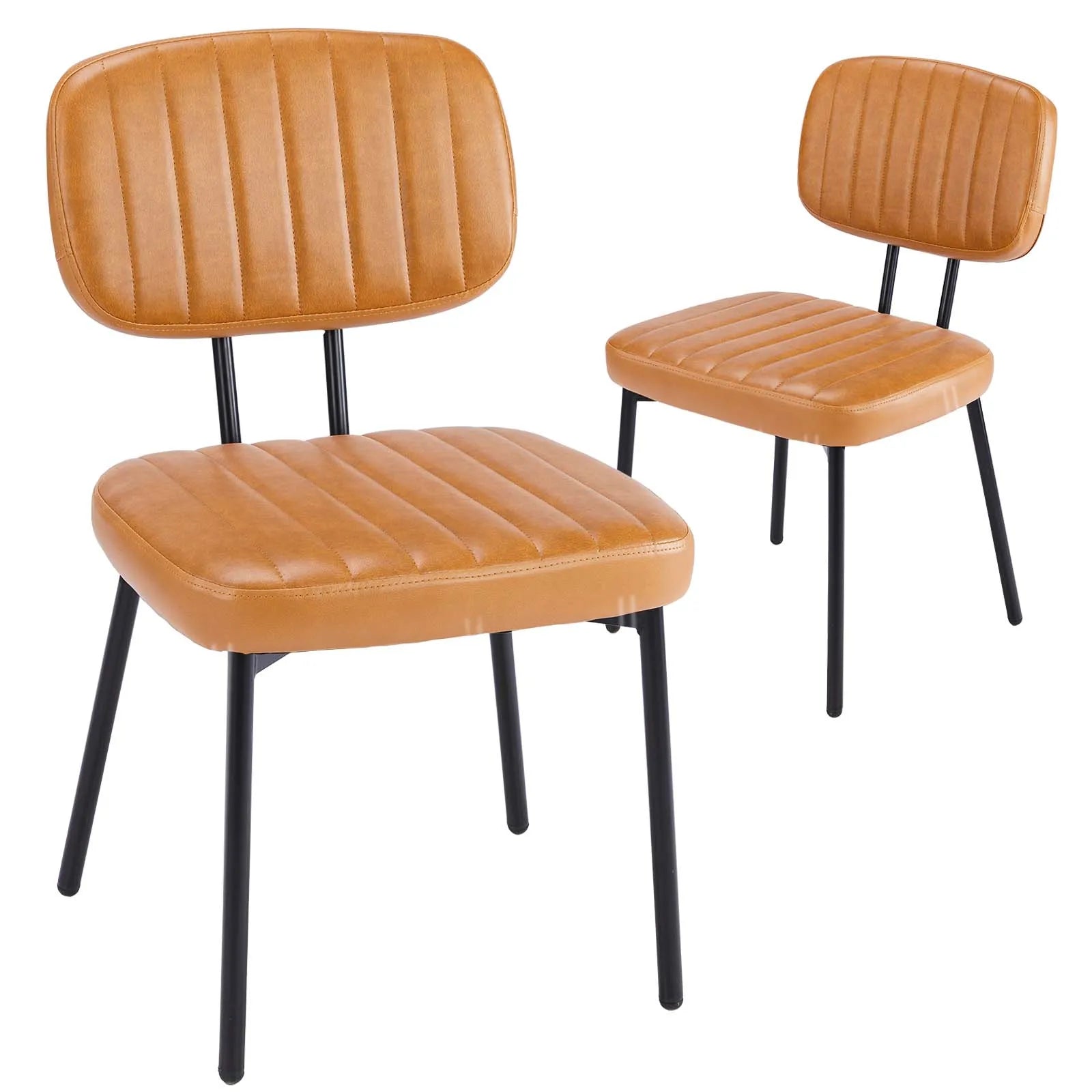 2 Faux Leather Modern Ergonomic Lumbar Support
