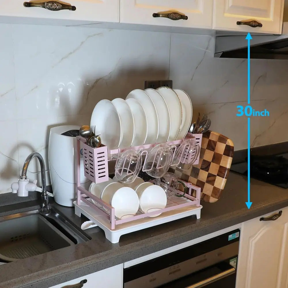 Large 2-Tier Dish Rack Drainboard