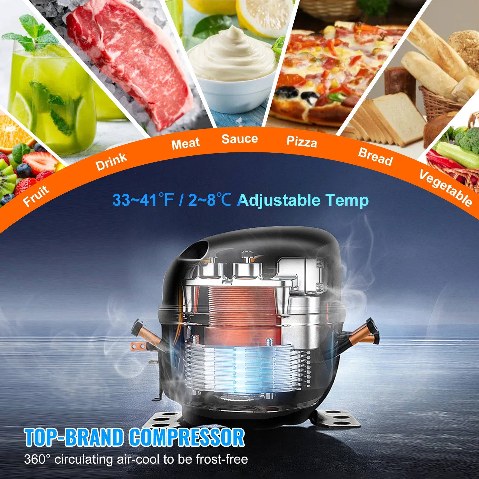 20 CF 72" Commercial Refrigerator Sandwich & Salad Prep