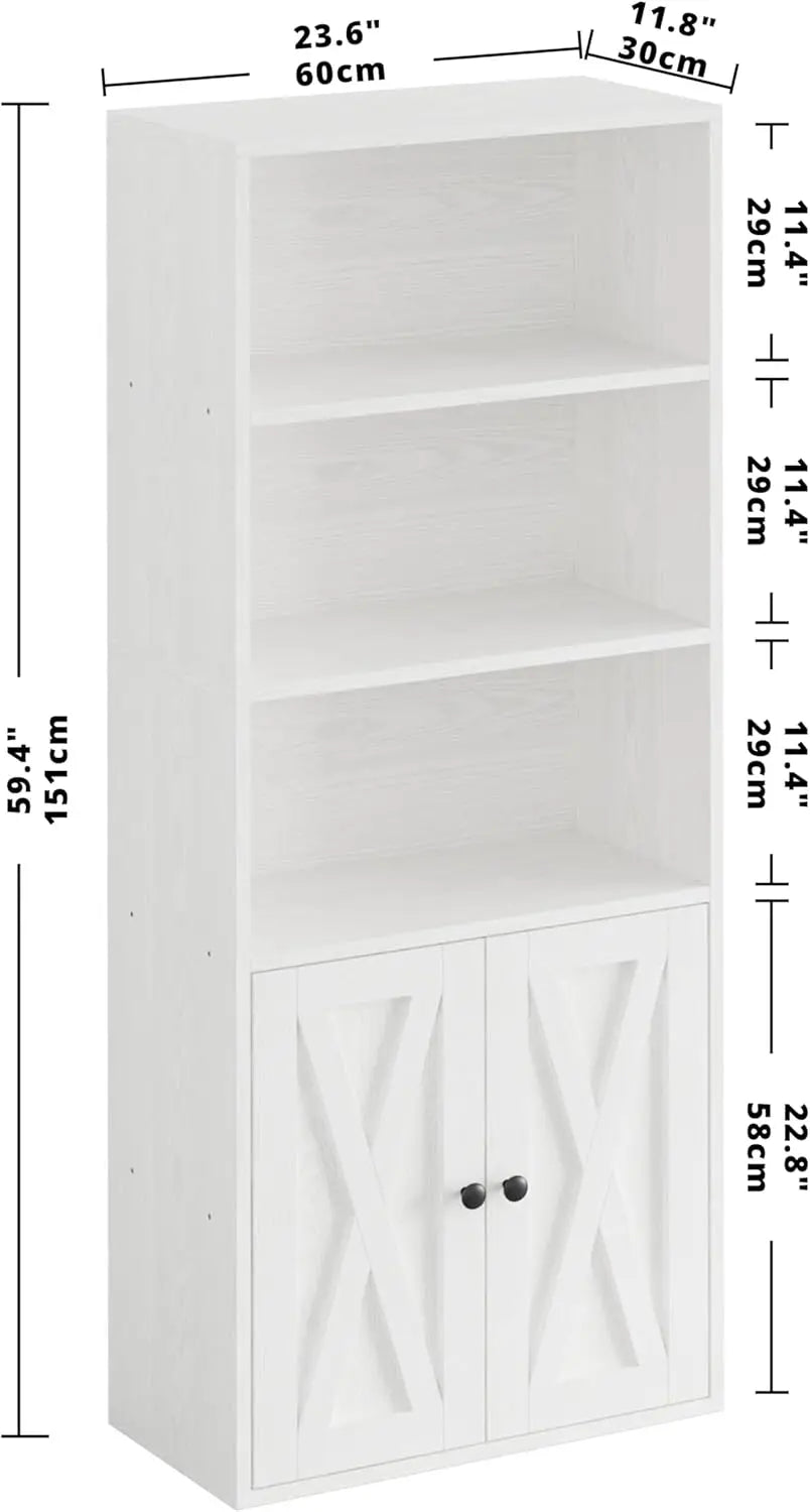 Industrial Bookshelves/Bookcases w/Doors 11.8 in Depth