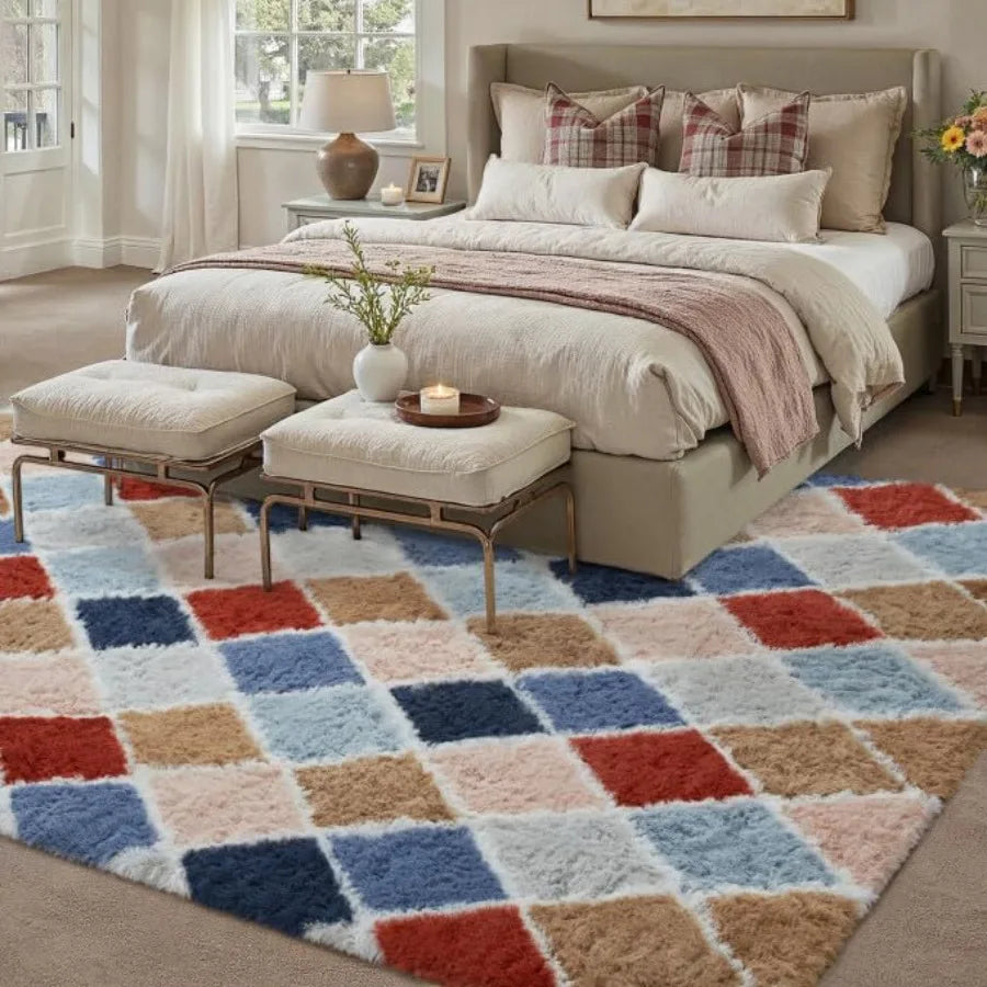 6x9 Checkered Rainbow Modern Soft