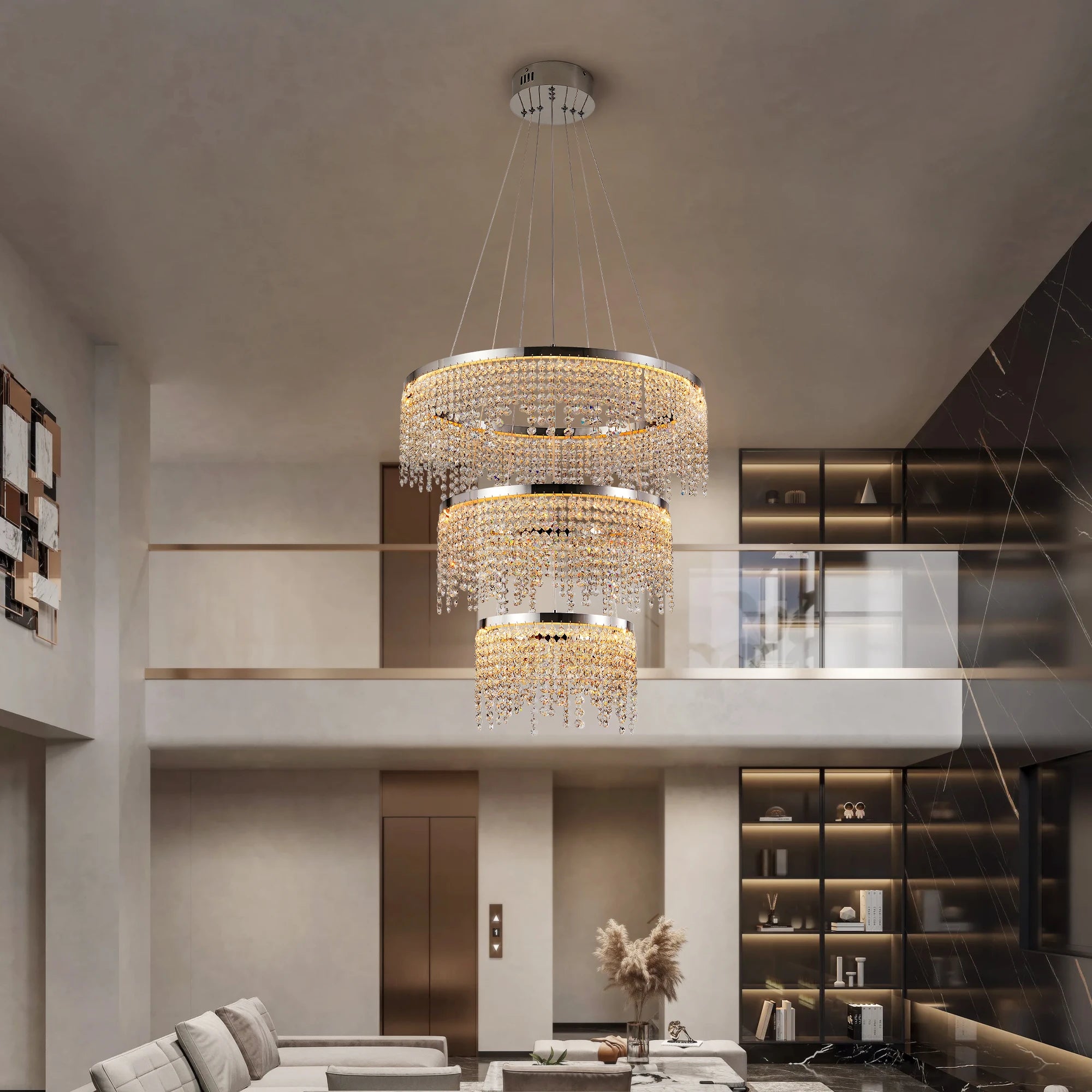 Luxury Round 23.6" Crystal Chandelier