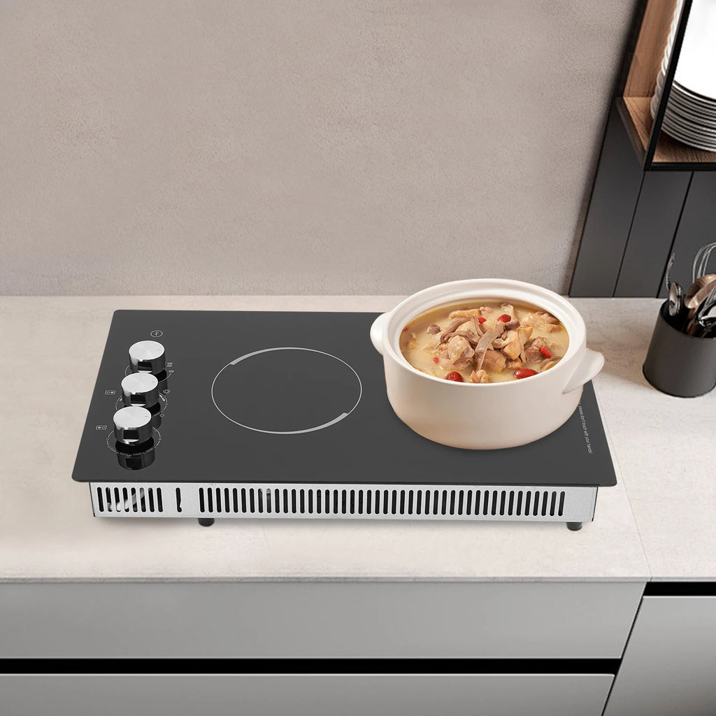 2 Burners Electric Microcrystalline Panel Cooktop,110V