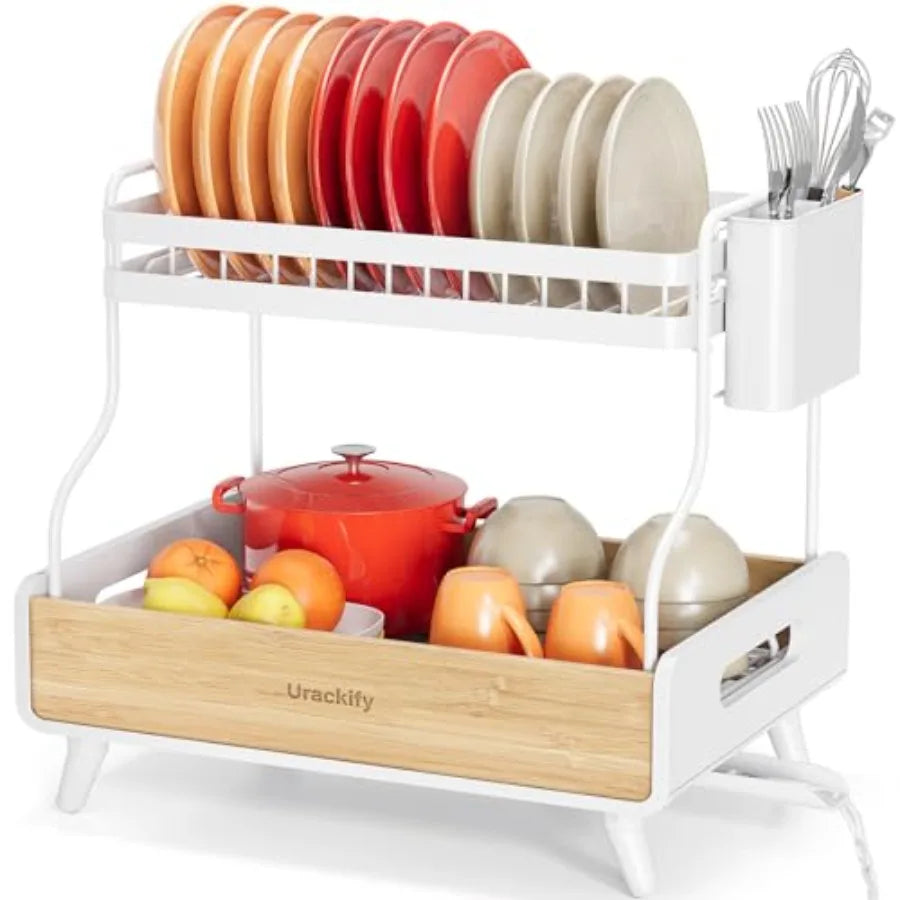 Dish Rack, Large Stainless Steel/bamboo