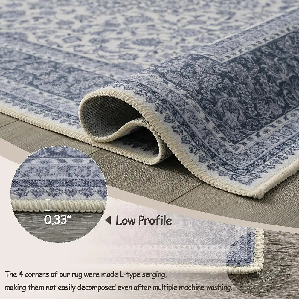Floral Washable Area Rug 5X7