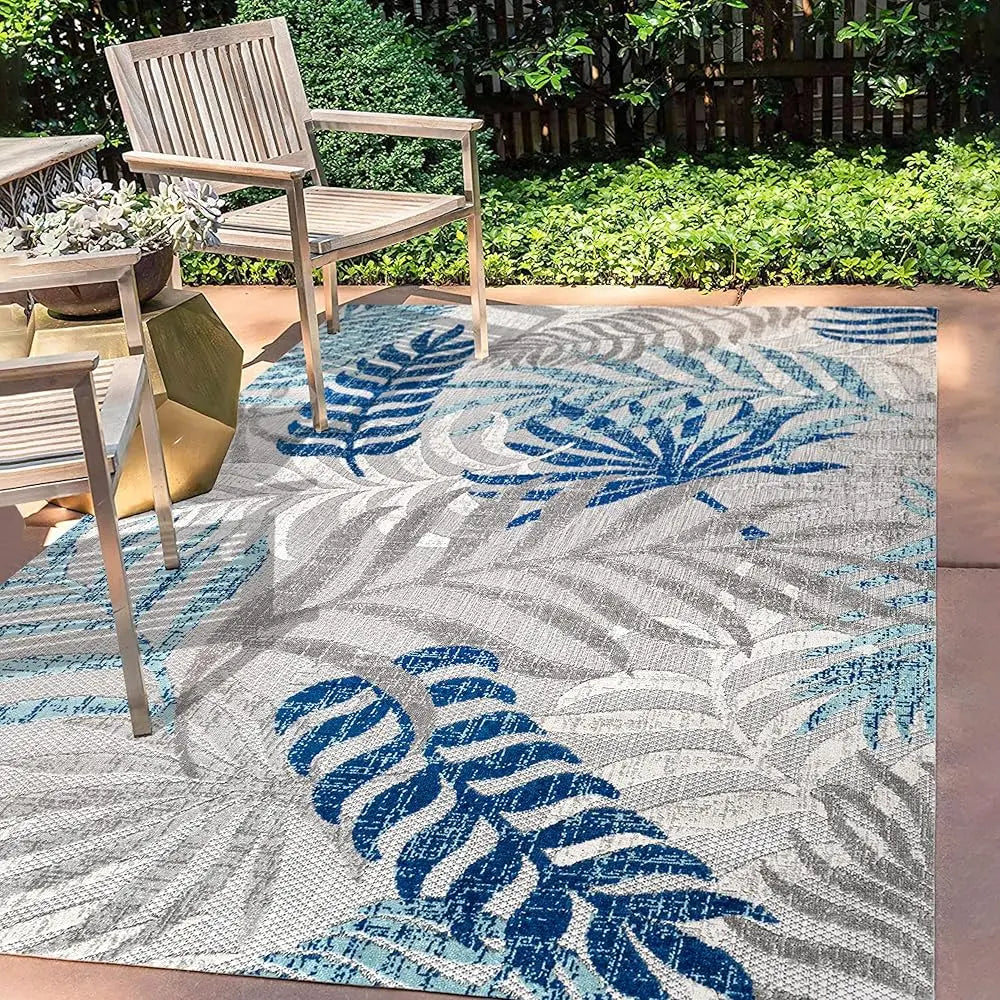 5'3"x7'6" Tropics Palm Leaves Indoor/Outdoor