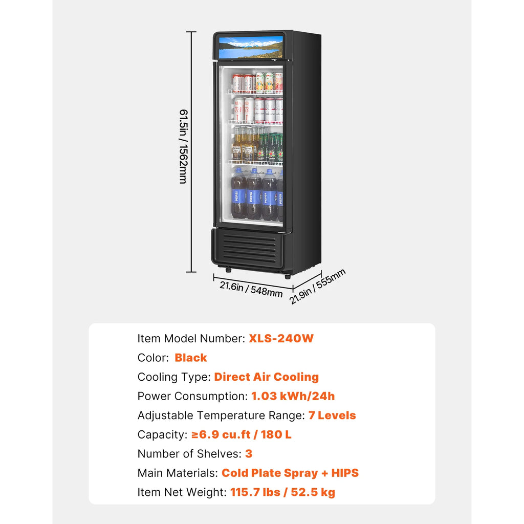 Commercial Merchandiser Refrigerator Glass Door Display