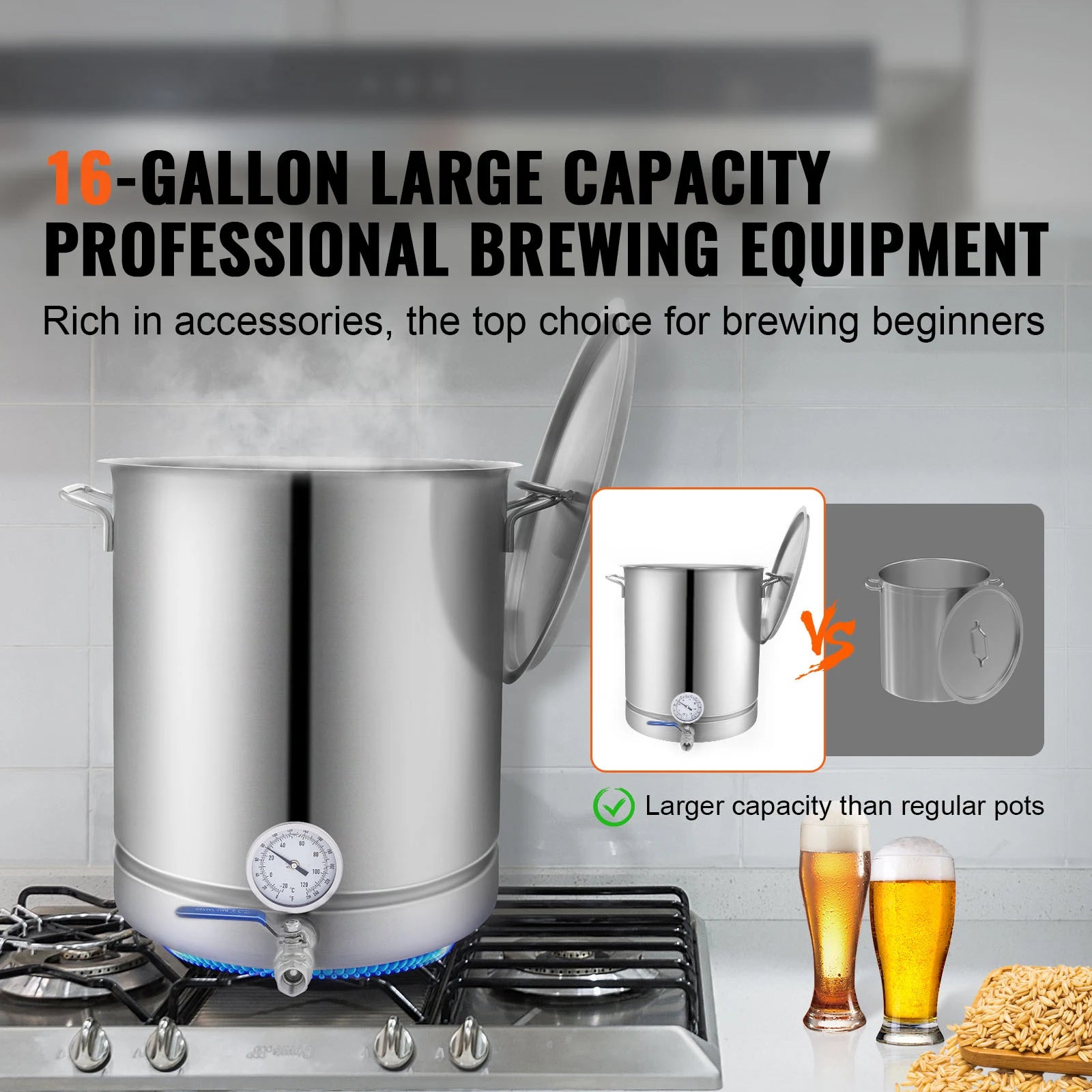 Stainless Kettle 16 GALLON Brewing Pot