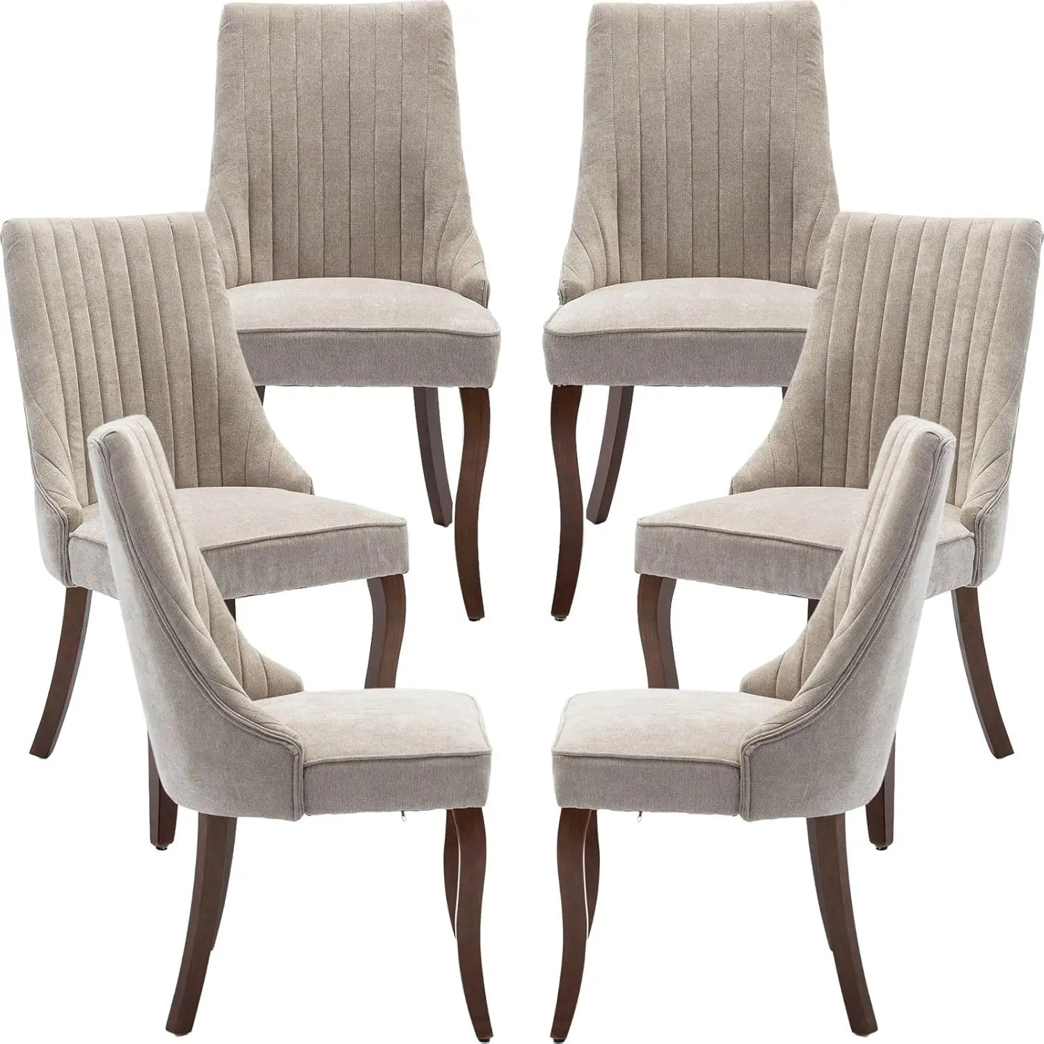 6 Velvet Upholstered Mid Century Wood Legs