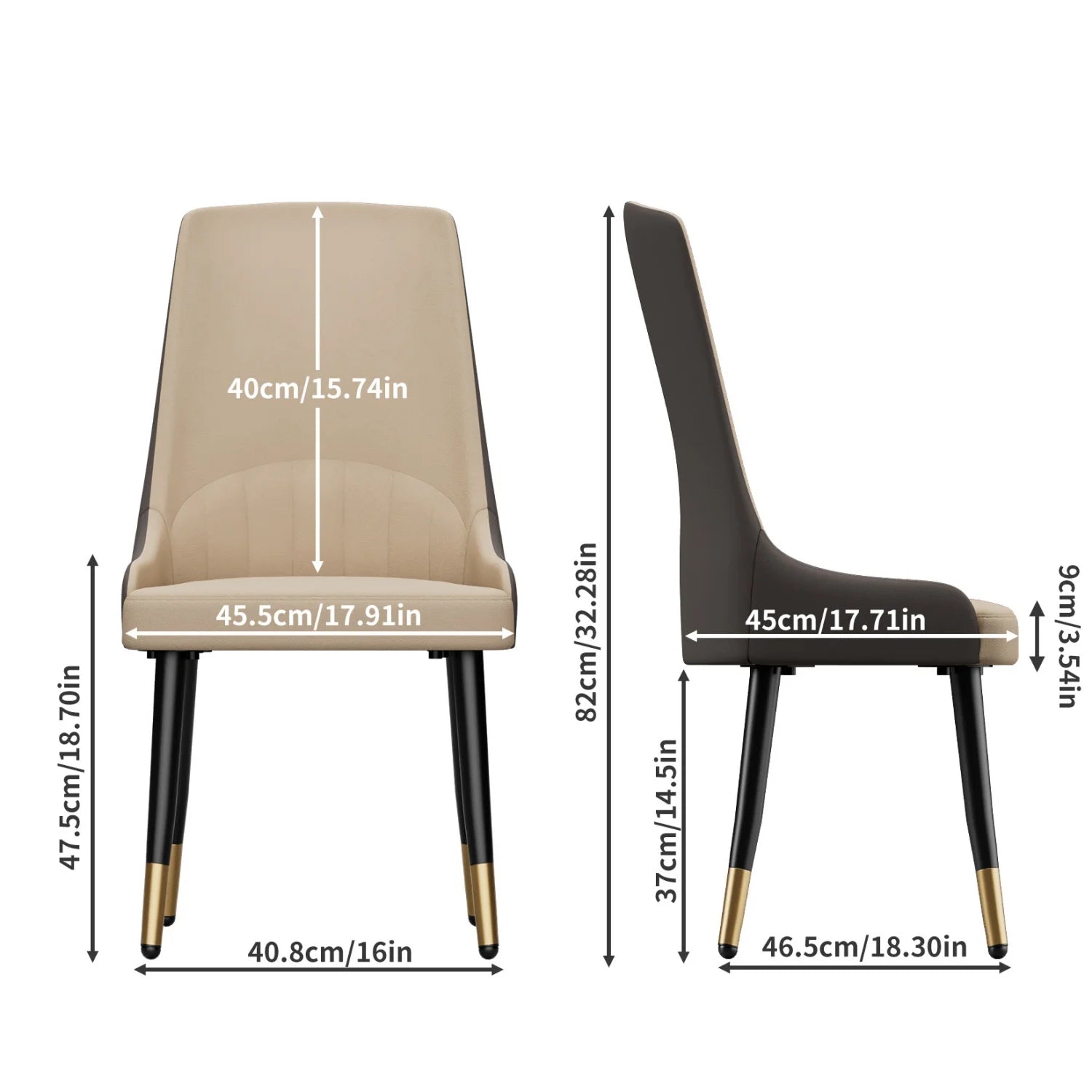 2 Modern Upholstered Cushion Metal Leg