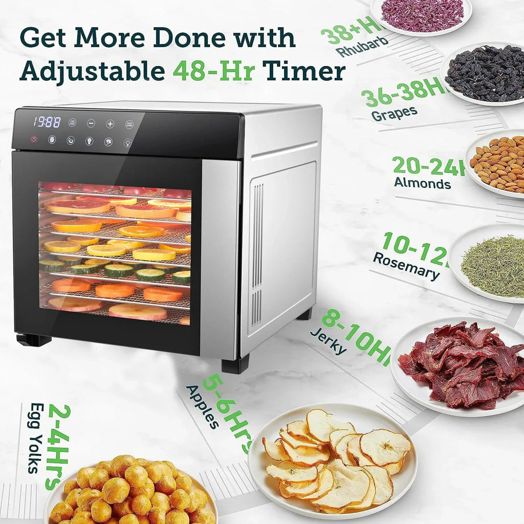 8-Tray Stainless Steel ,600W with 4 Presets & Digital Timer