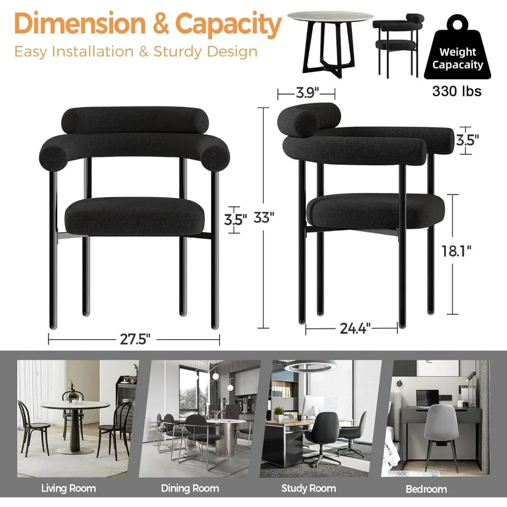 4 Modern Black Boucle Barrel Metal