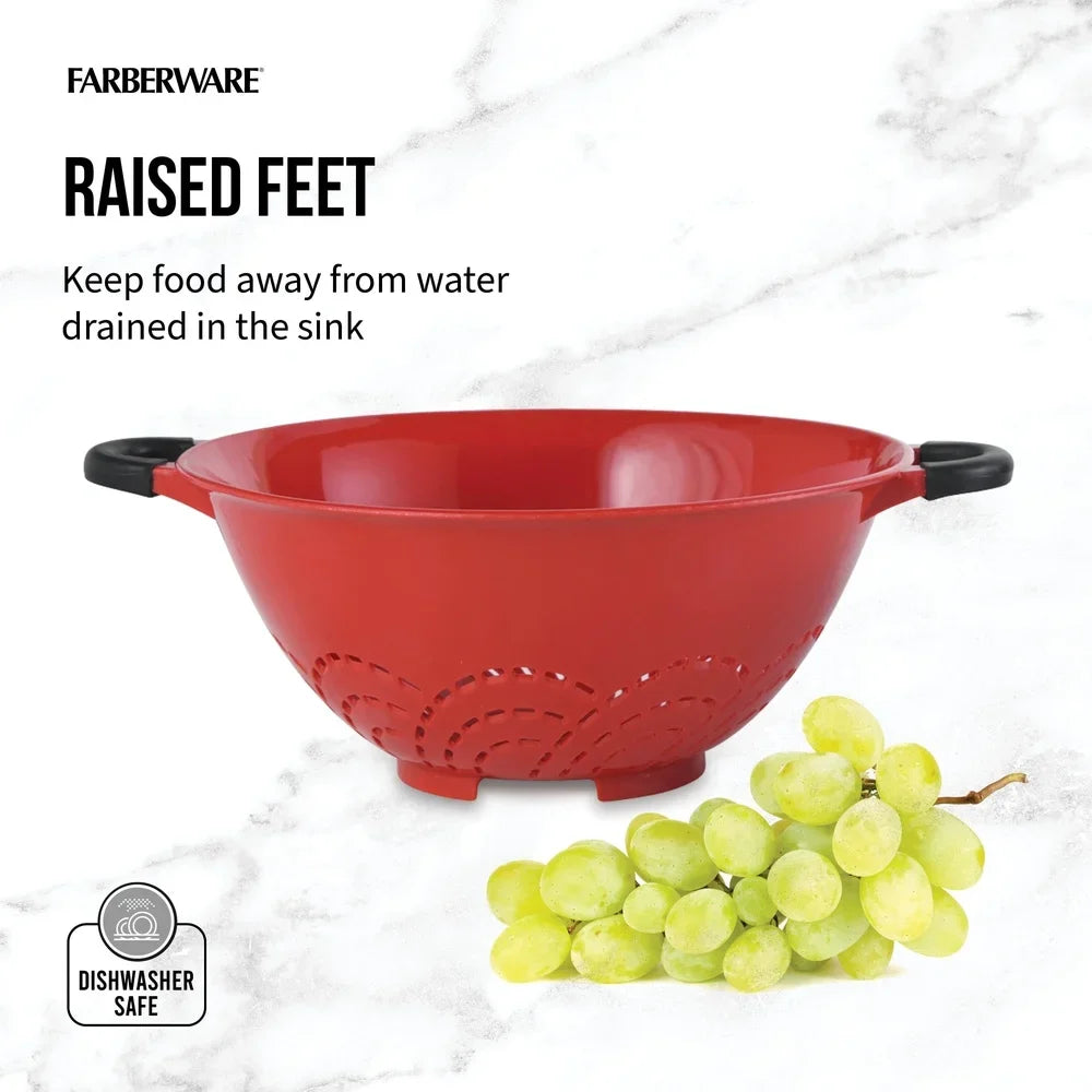 Durable Plastic Colander with Soft Grip Handles
