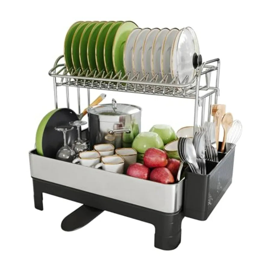 Extra Large Two-Tier Stainless-Steel Dish Rack
