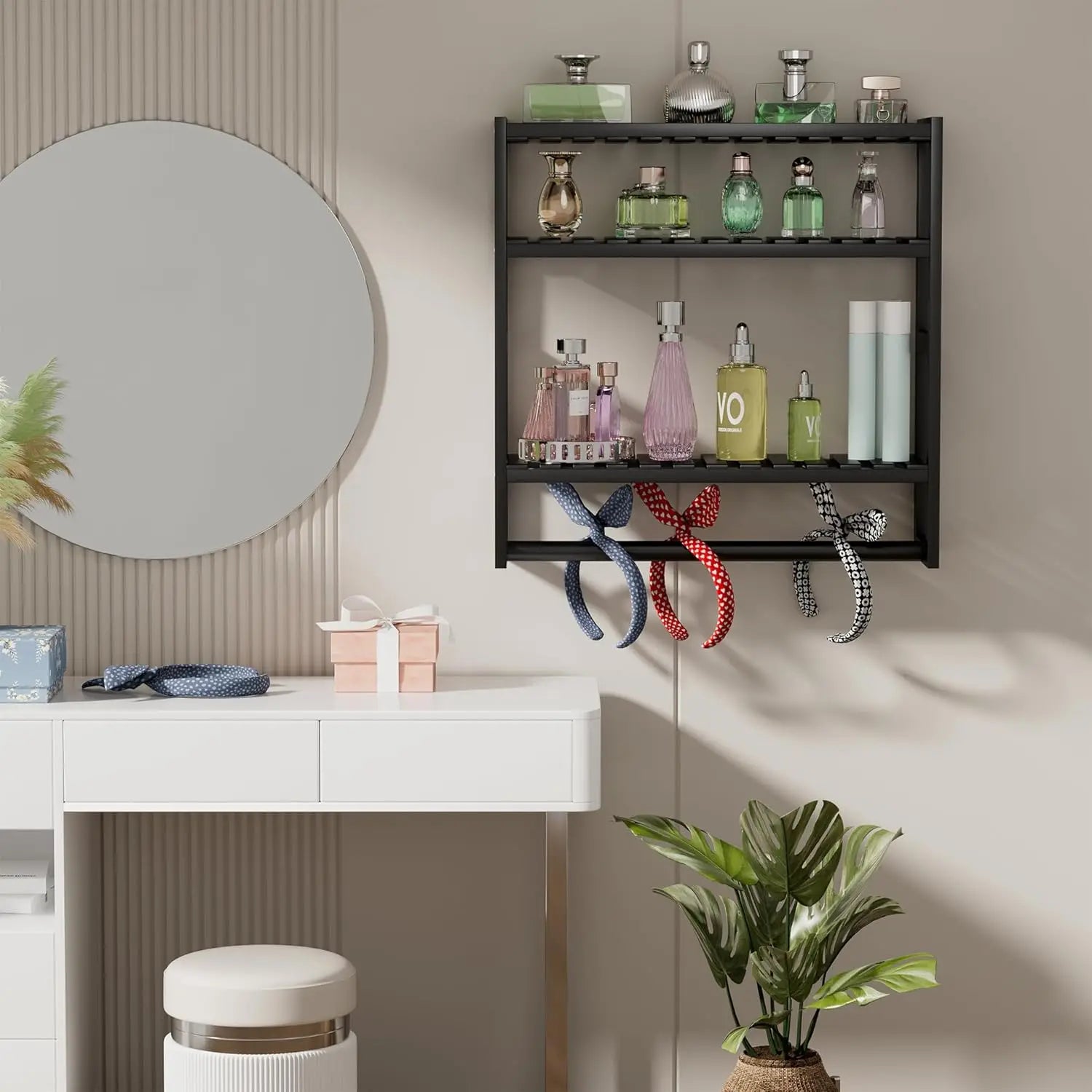 Bamboo Towel Rack w/Adjustable Shelf