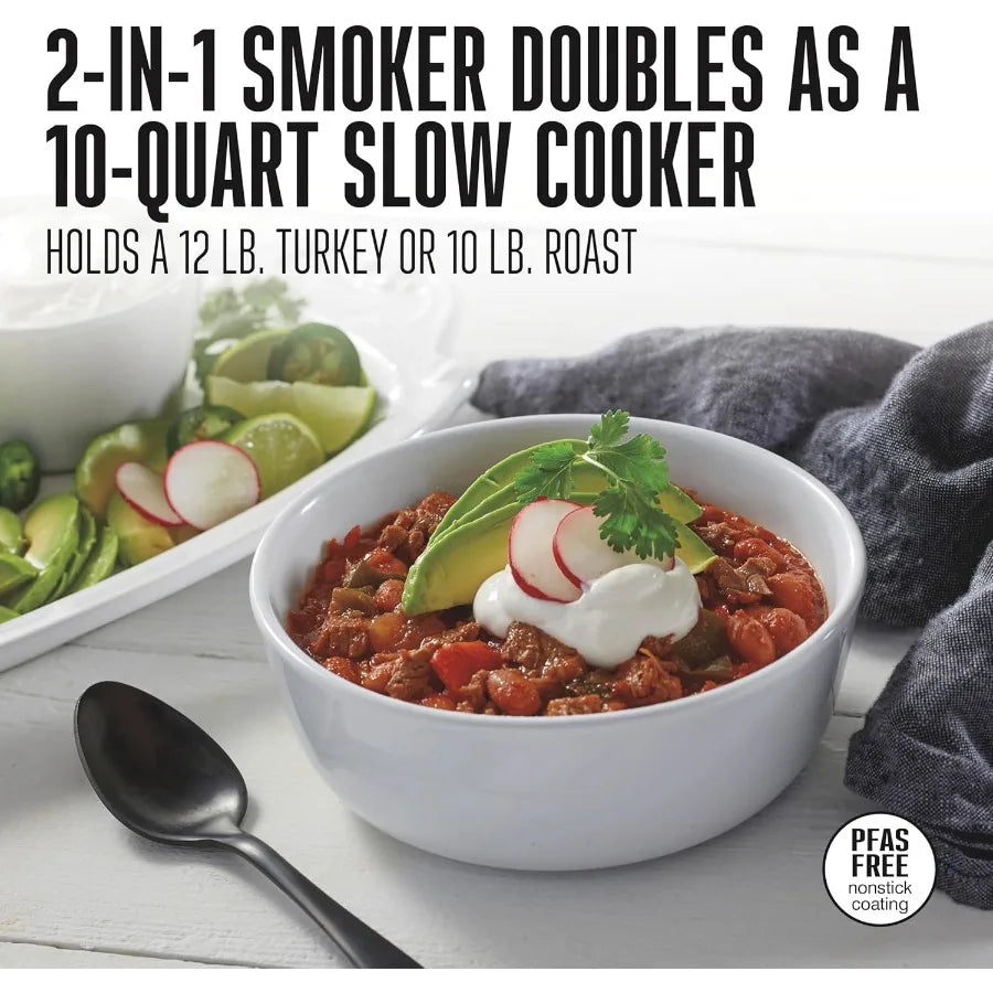 2in1 XL Programmable Slow Cooker Electric Indoor Smoker