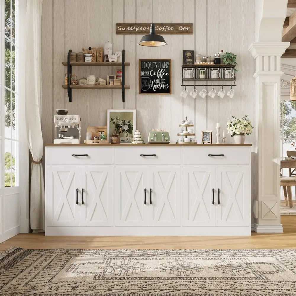 71 Large Sideboard Buffet Cabinet Storage, Farmhouse