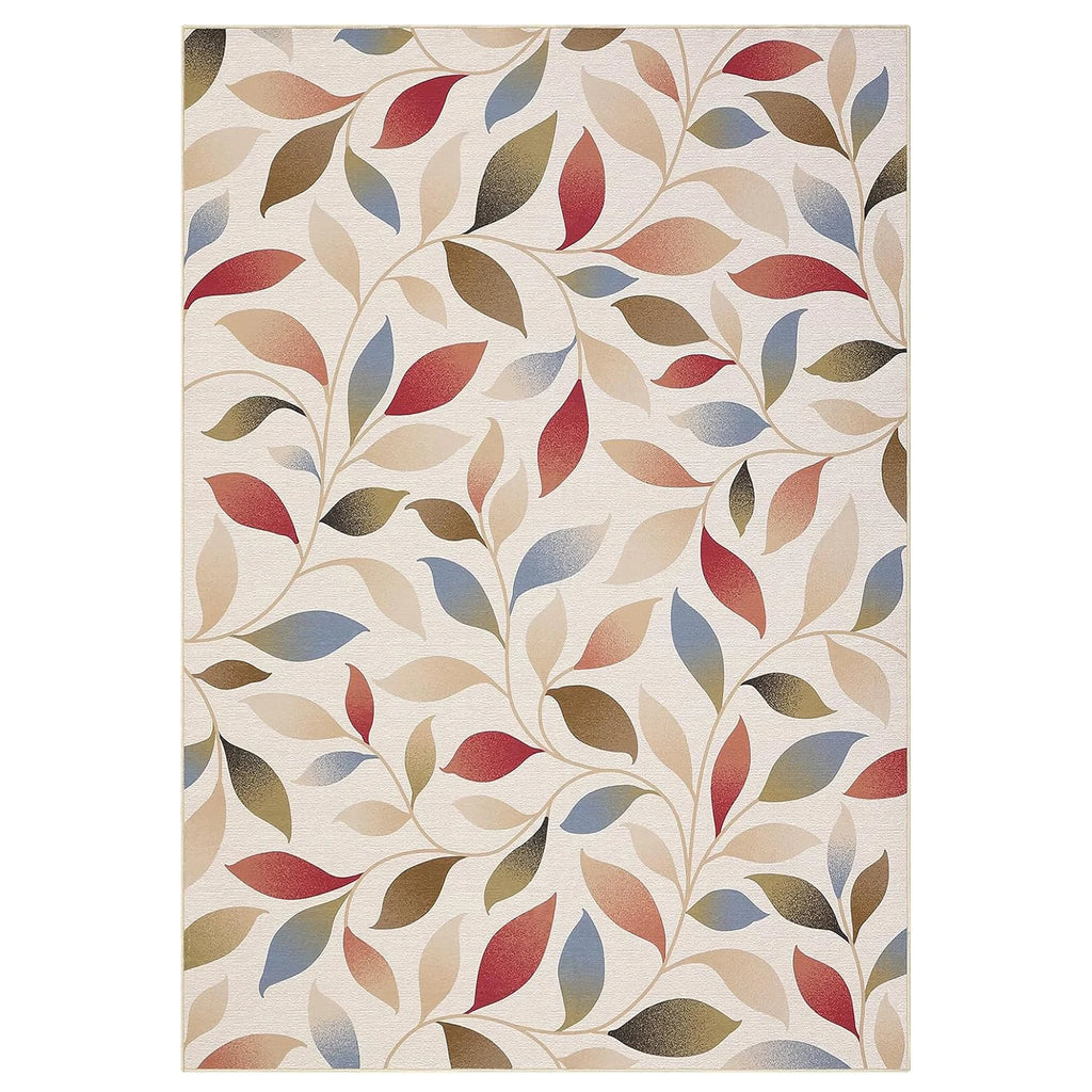 Washable Modern Leaf Soft Low Pile