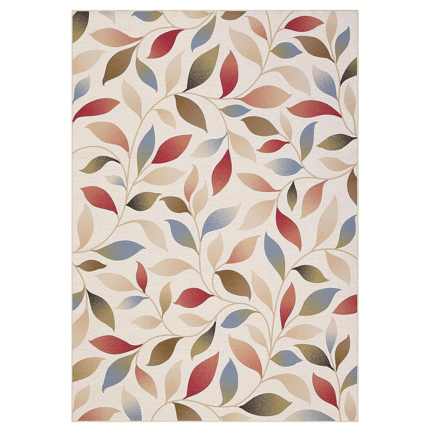 Washable Modern Leaf Soft Low Pile