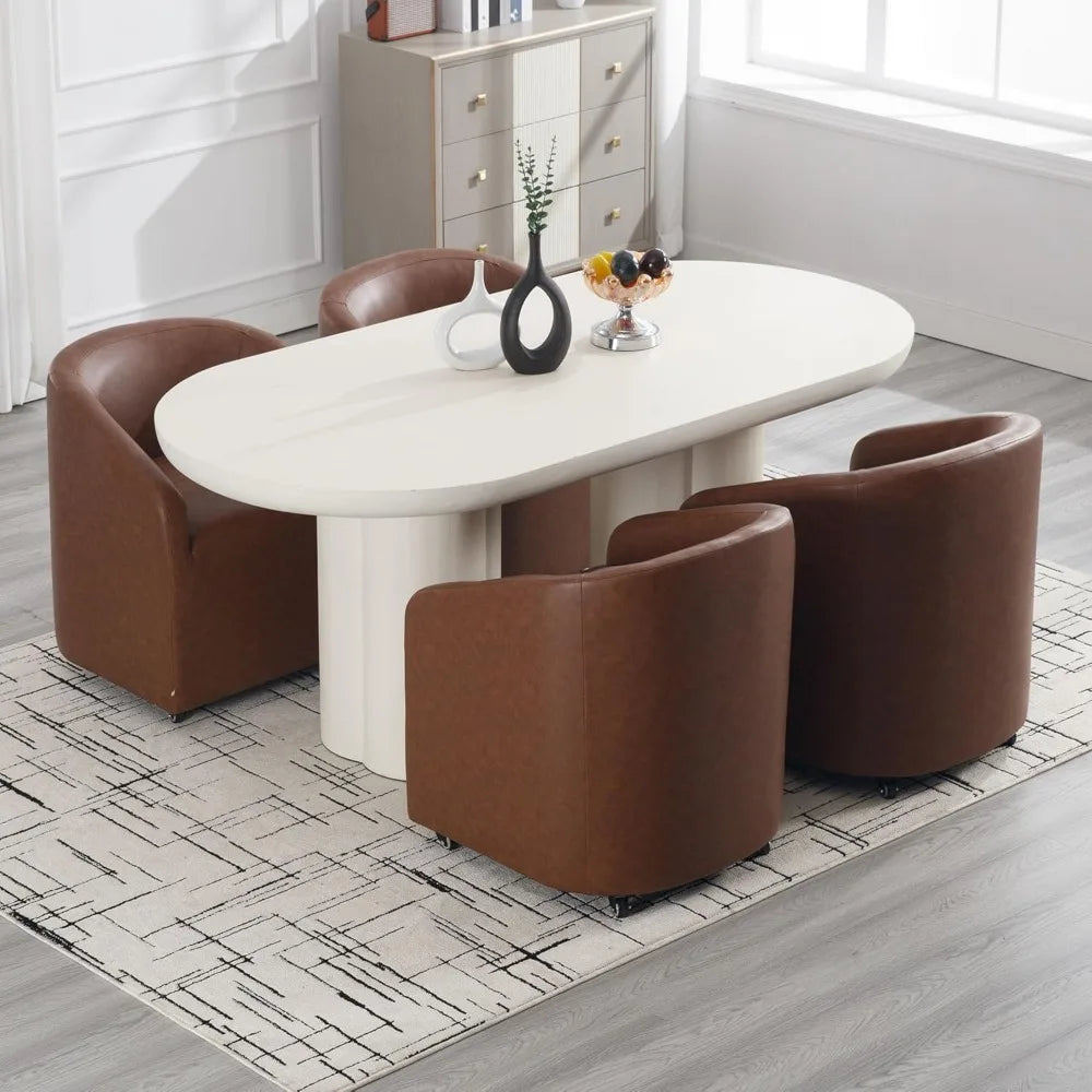 Brown Swivel Dining w/Leather
