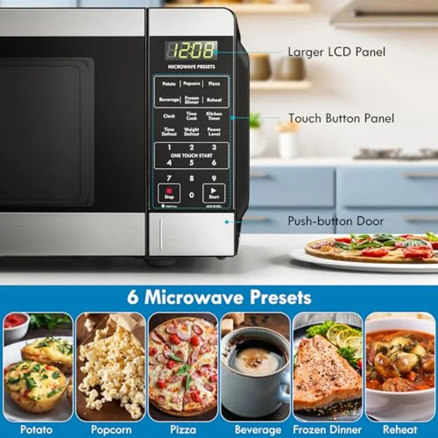 Microwave, 6 Auto-Preset Menus, 900 Watt 0.9 Cu Ft Stainless