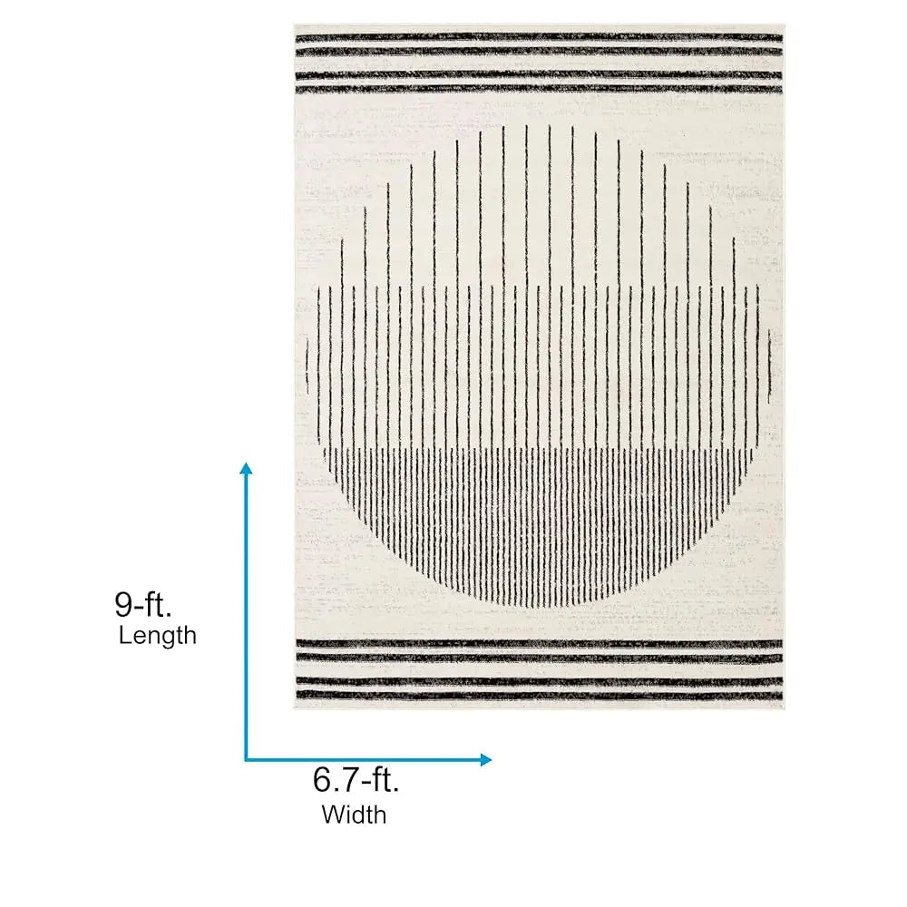 6'&'x7'9" Modern Geometric Black/Ivory