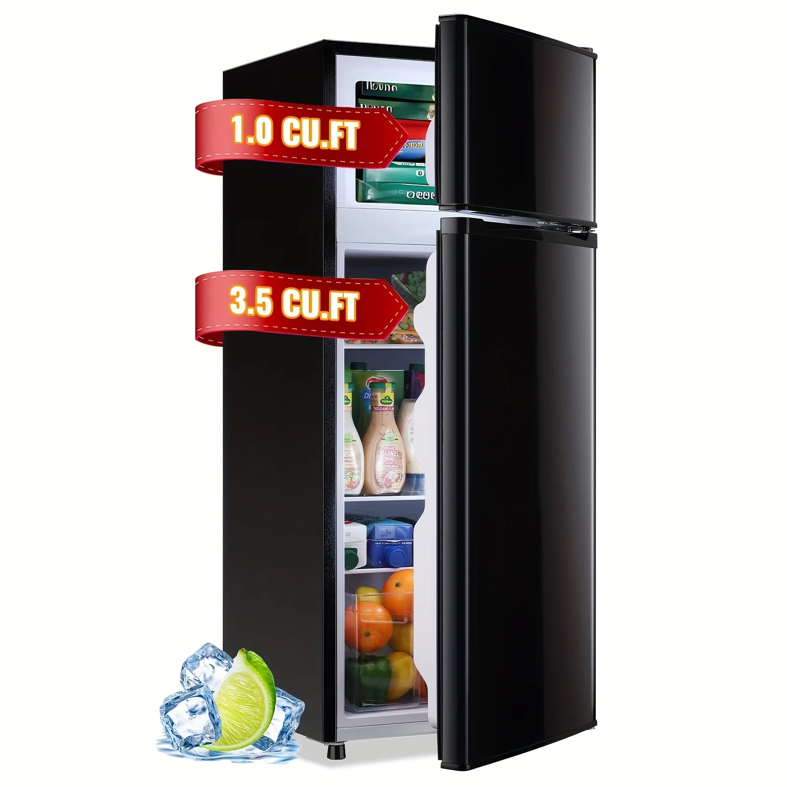 2.5/3.5/4.5 CF Fridge/Freezer, Double Door