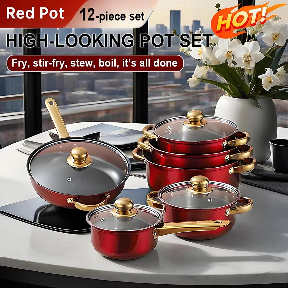12PCS Stainless Steel Colored Cookware