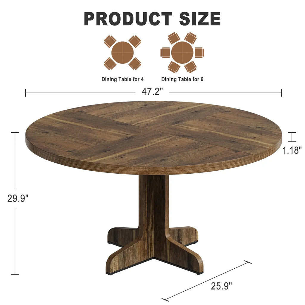 47" Round For 4 Wooden Pedestal