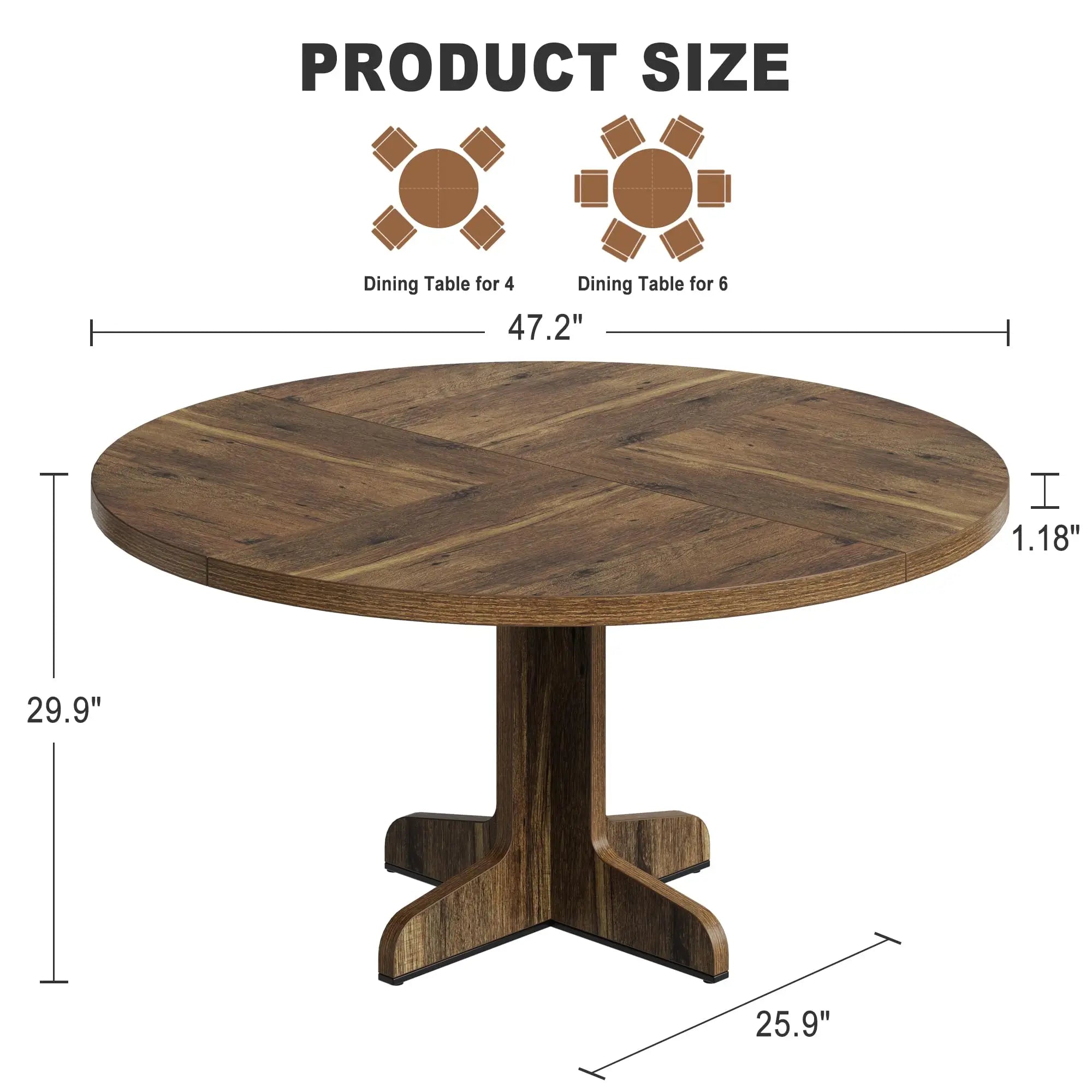 47" Round For 4 Wooden Pedestal