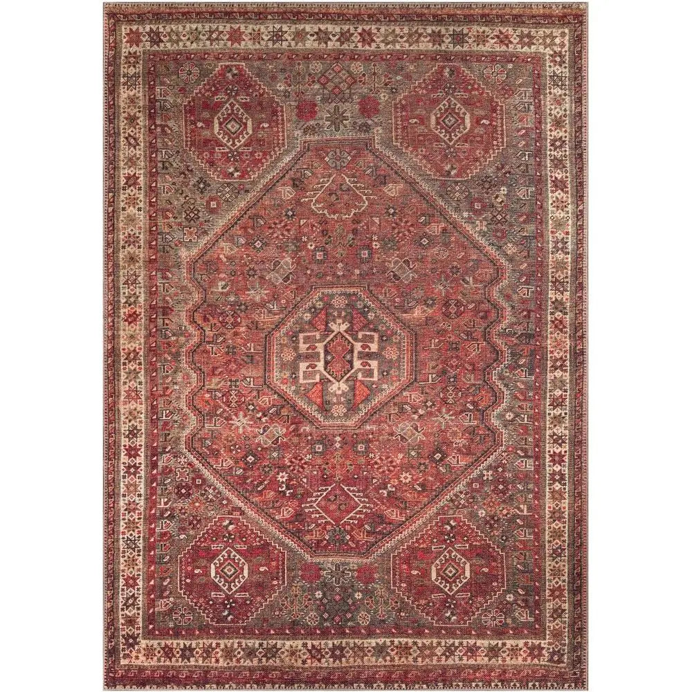8x10  Washable Red Print Vintage