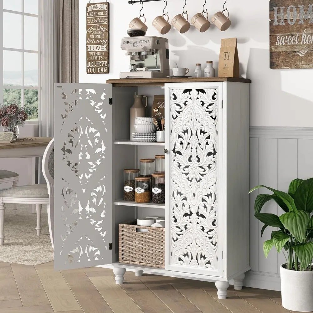 Tall Storage Cabinet with Doors and Shelves