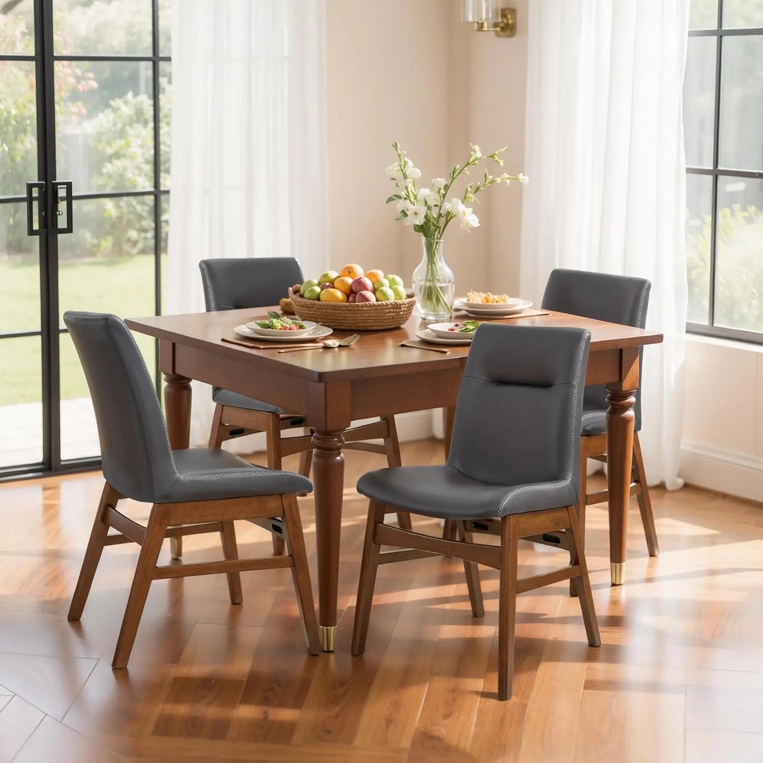 4 Faux Leather Upholstered Modern