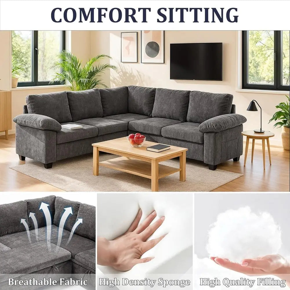 108 L-Shape Sleeper Sofa with Bed
