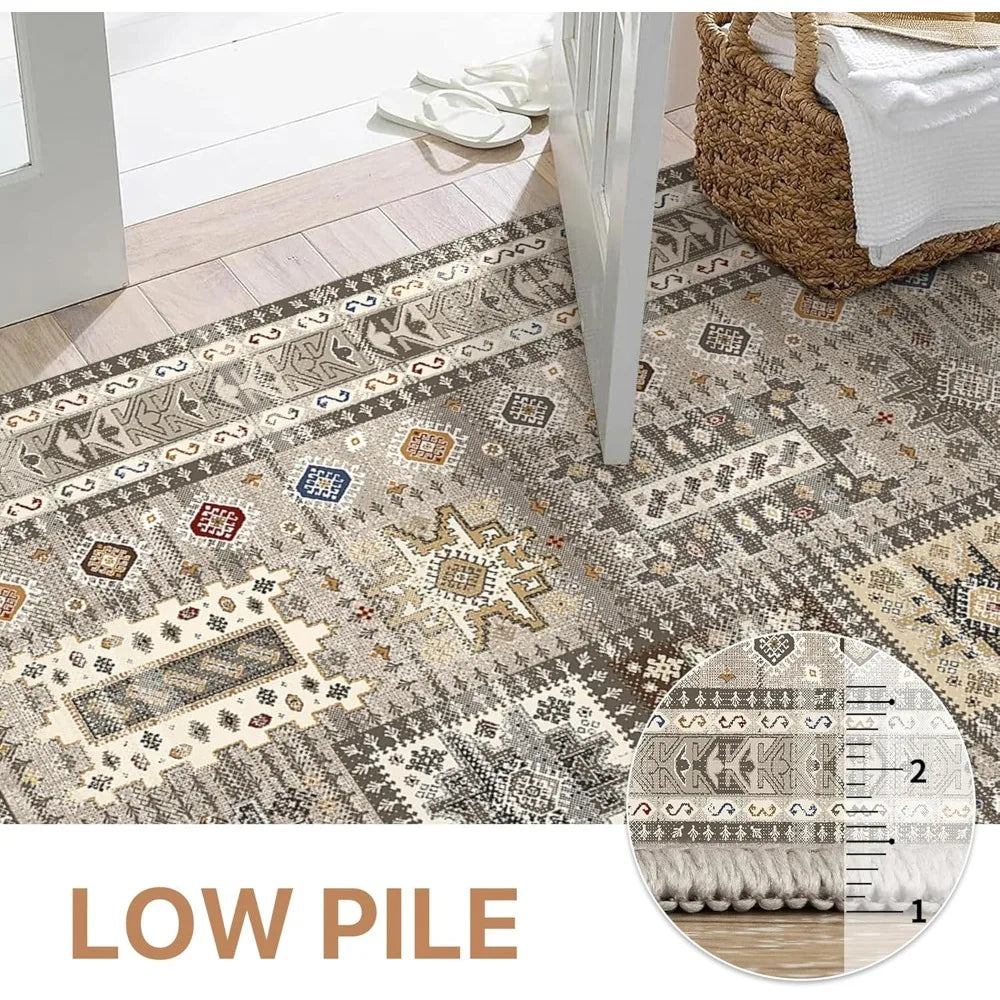 8x10 Vintage Distressed Brown Washable