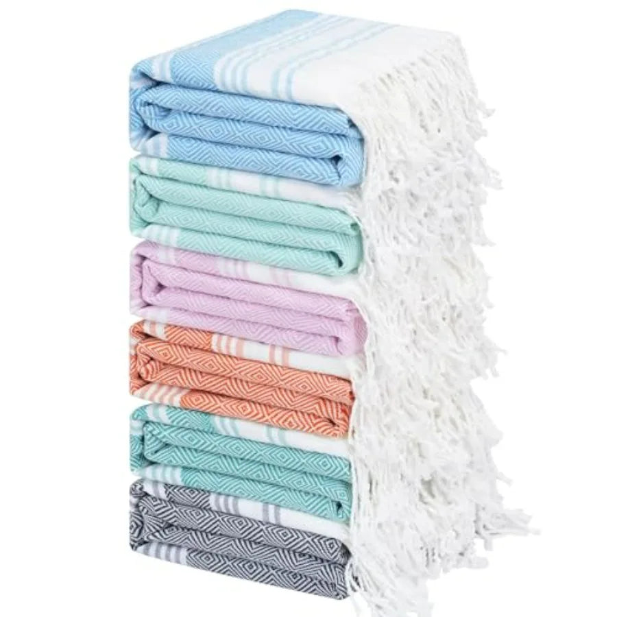 6 Oversized Stripe Turkish Beach Towel 74"x38"