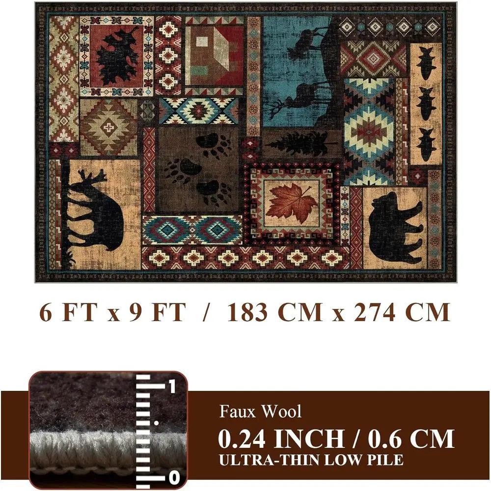 6x9 Lodge Southwestern Bear Washable