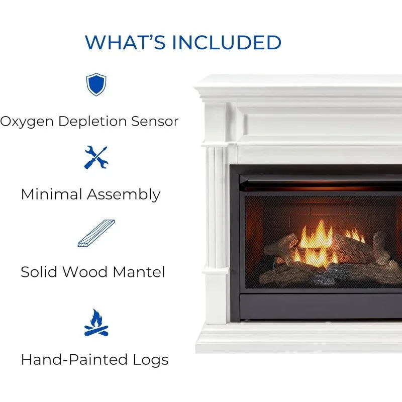 Dual Fuel Ventless Gas Fireplace Mantle