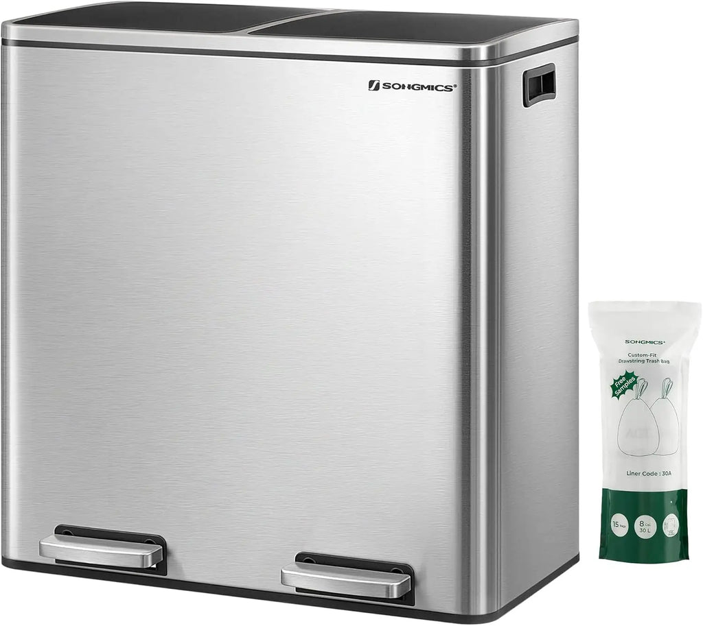 2 Compartment Can w/Hinged Lids