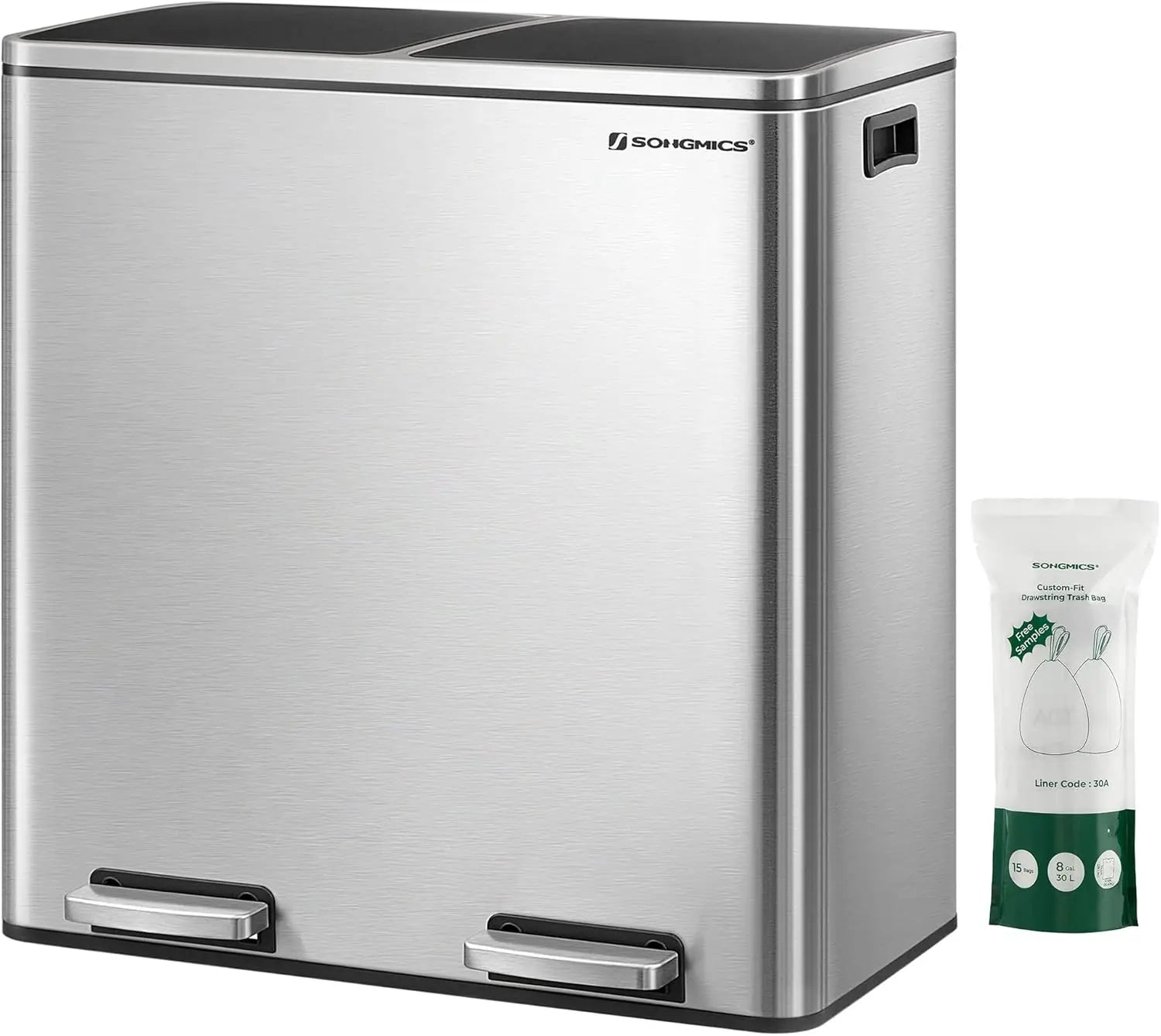2 Compartment Can w/Hinged Lids