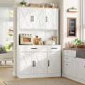 White Tall Pantry Cabinet W/Charging Station