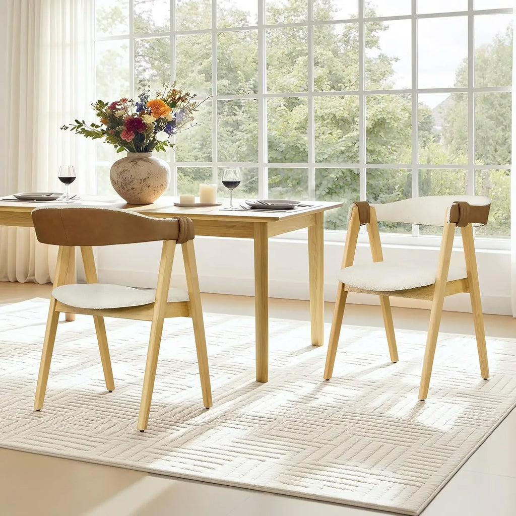 2 Wooden Chenille Upholstered
