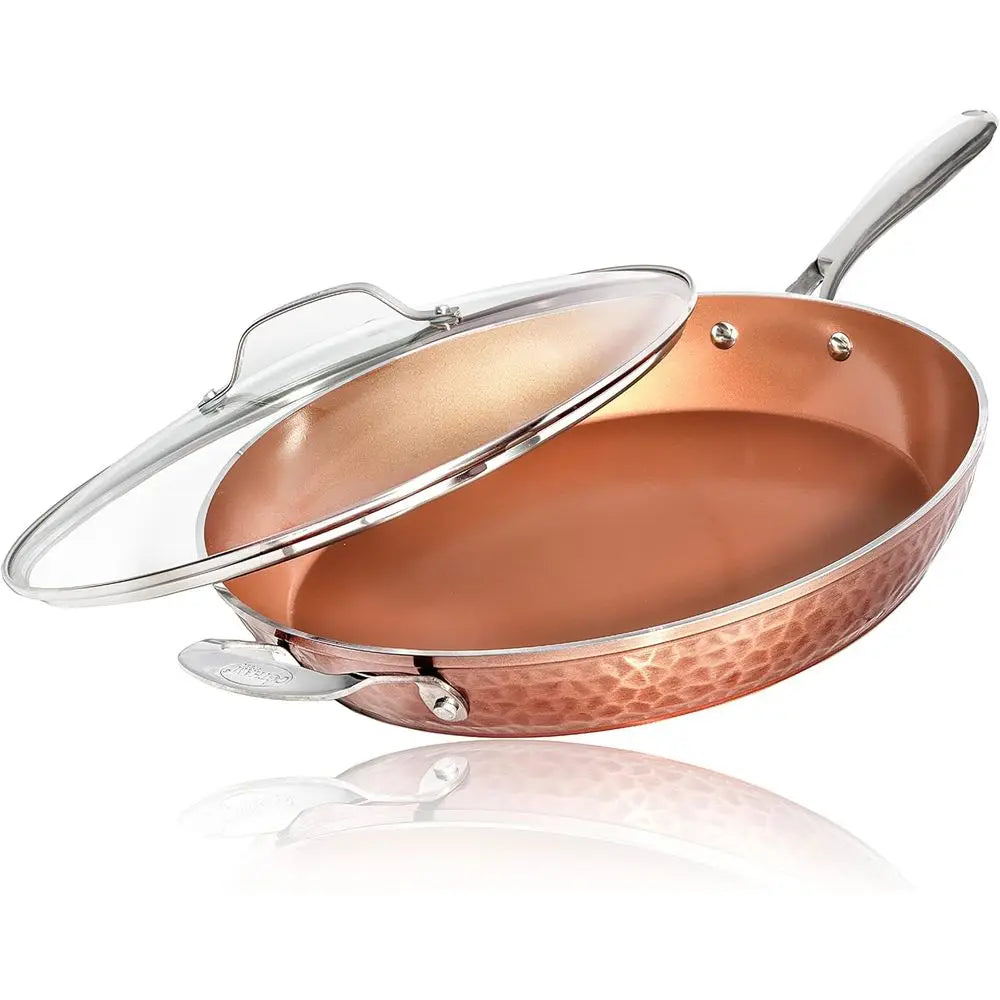 Hammered Copper 14 Inch Non-Stick frying Pan